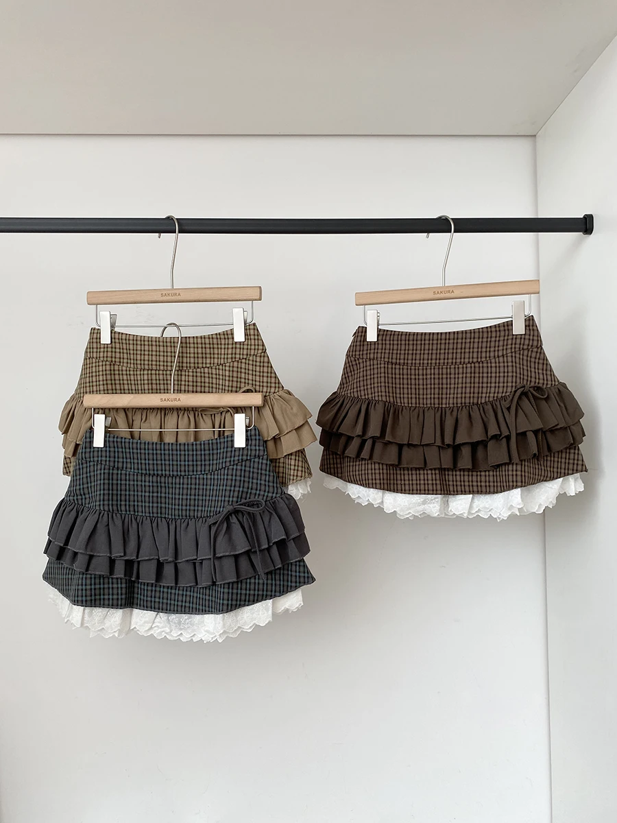 Retro Sweet Lace Patchwork Plaid Slimming Half Skirt Women's Commute High Waist Polyester Fiber Cake Skirt Style Autumn New
Retro Sweet Lace Patchwork Plaid Slimming Half Skirt Women's Commute High Waist Polyester Fiber Cake Skirt Style Autumn New