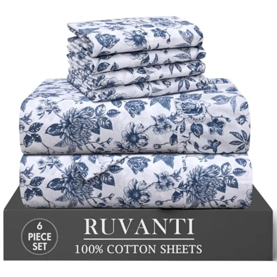 6 Pcs Cotton Sheets - 100% Natural Cotton Soft Lightweight and Breathable Crispy Percale Bed Sheets Sheet Set 16" Deep Pockets
6 Pcs Cotton Sheets - 100% Natural Cotton Soft Lightweight and Breathable Crispy Percale Bed Sheets Sheet Set 16" Deep Pockets