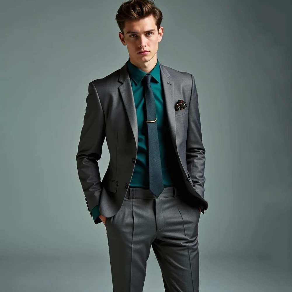 Luxury Business Men's Suits Formal Grey Slim Fit Regular Length 2 Piece Jacket Pants Sets Customized Office Male Clothing
Luxury Business Men's Suits Formal Grey Slim Fit Regular Length 2 Piece Jacket Pants Sets Customized Office Male Clothing