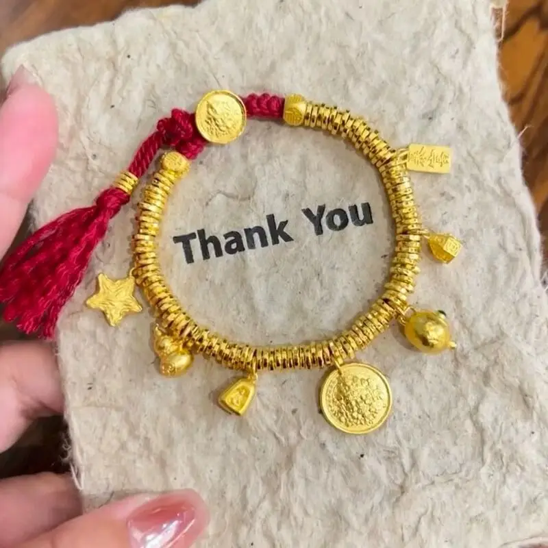 Hip Hop 24K real gold ancient French style winding bracelet women's new au999 gourd braided red rope light luxury style bracelet
Hip Hop 24K real gold ancient French style winding bracelet women's new au999 gourd braided red rope light luxury style bracelet