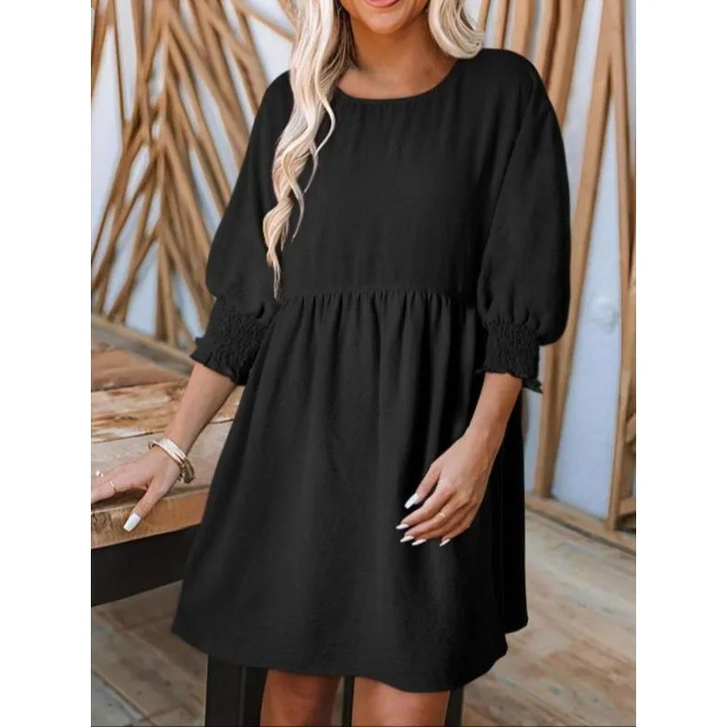 Женское мини-платье трапециевидной формы с длинными рукавами и круглым вырезом размера плюс 1XL-5XL, модное элегантное простое платье с высокой талией
Женское мини-платье трапециевидной формы с длинными рукавами и круглым вырезом размера плюс 1XL-5XL, модное элегантное простое платье с высокой талией