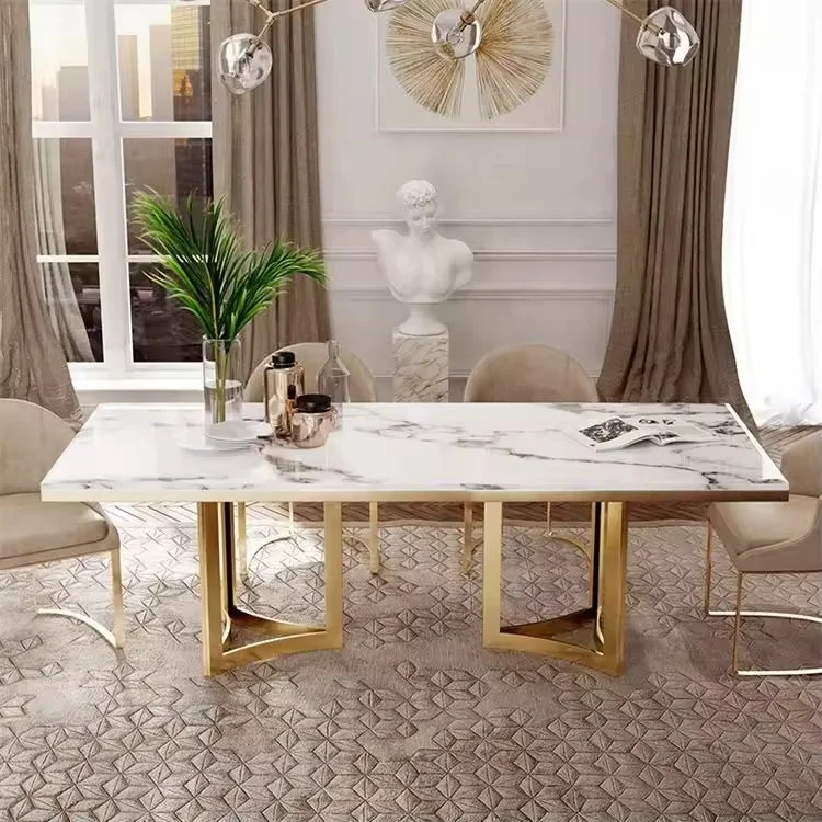 & Hot Seller Stainless Steel Dining Table Set - Durable Marble & Sintered Stone Top with Steel Legs, Modern Home Furniture
& Hot Seller Stainless Steel Dining Table Set - Durable Marble & Sintered Stone Top with Steel Legs, Modern Home Furniture
