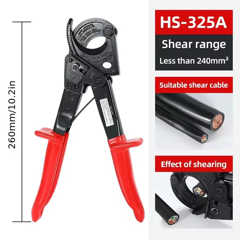 325A large cross-section cable cutting tool for copper aluminum cable cutting, electrical industrial grade durable tool
325A large cross-section cable cutting tool for copper aluminum cable cutting, electrical industrial grade durable tool