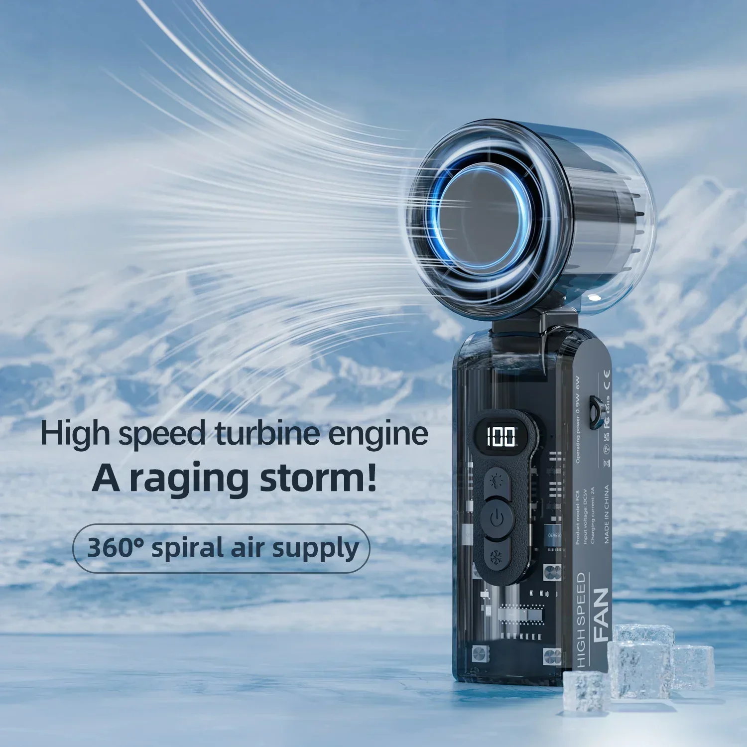 Ice Compress Portable Fan Semiconductor Refrigeration High-speed Fan USB Rechargeable Handheld Outdoor Turbo Fan Air Conditioner
Ice Compress Portable Fan Semiconductor Refrigeration High-speed Fan USB Rechargeable Handheld Outdoor Turbo Fan Air Conditioner