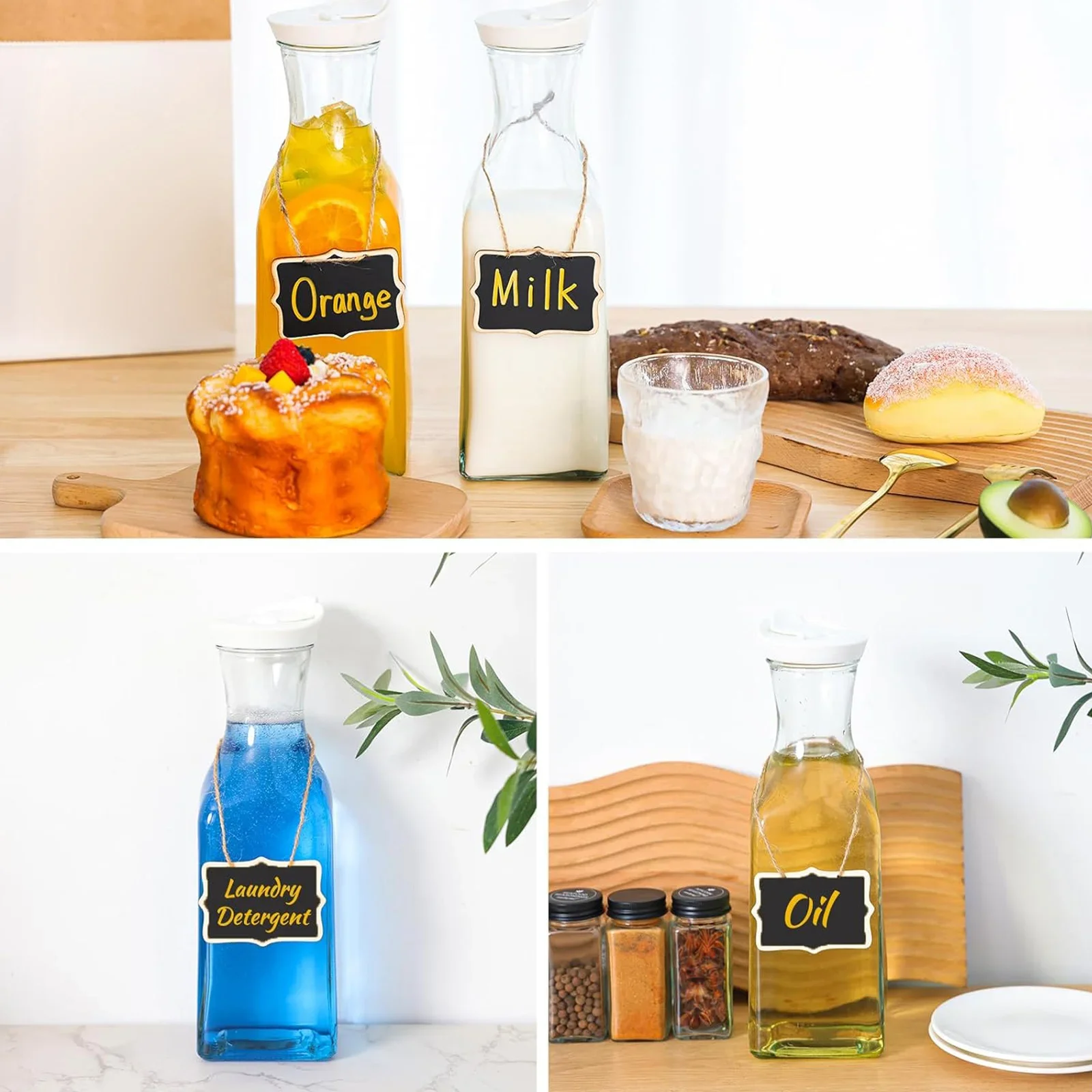 DDHOME Whonline 4pcs Glass Carafe with Lids, 1.5 Liter Glass Cold Water Bottle, Clear Glass Can, for Milk, Water, Juice and Fruit Tea,
DDHOME Whonline 4pcs Glass Carafe with Lids, 1.5 Liter Glass Cold Water Bottle, Clear Glass Can, for Milk, Water, Juice and Fruit Tea,