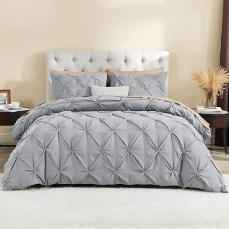 Pinch Pleat Duvet Cover 3 Pieces Pintuck Cover Soft Polyester Bedding Set with Zipper Closure and Corner Ties 1x90Inch1 Duvet C
Pinch Pleat Duvet Cover 3 Pieces Pintuck Cover Soft Polyester Bedding Set with Zipper Closure and Corner Ties 1x90Inch1 Duvet C