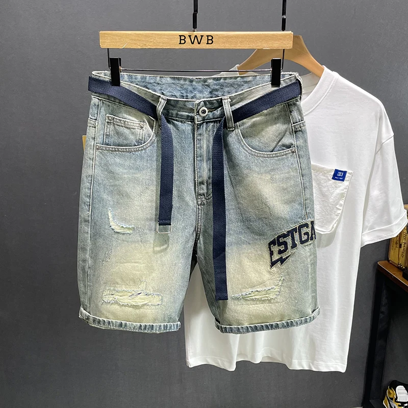 Retro American Patchwork Denim orts Men's Summer New Embroidered Loose Straight Five-Quarter Mid-Pants Youth Trend Casual
Retro American Patchwork Denim orts Men's Summer New Embroidered Loose Straight Five-Quarter Mid-Pants Youth Trend Casual