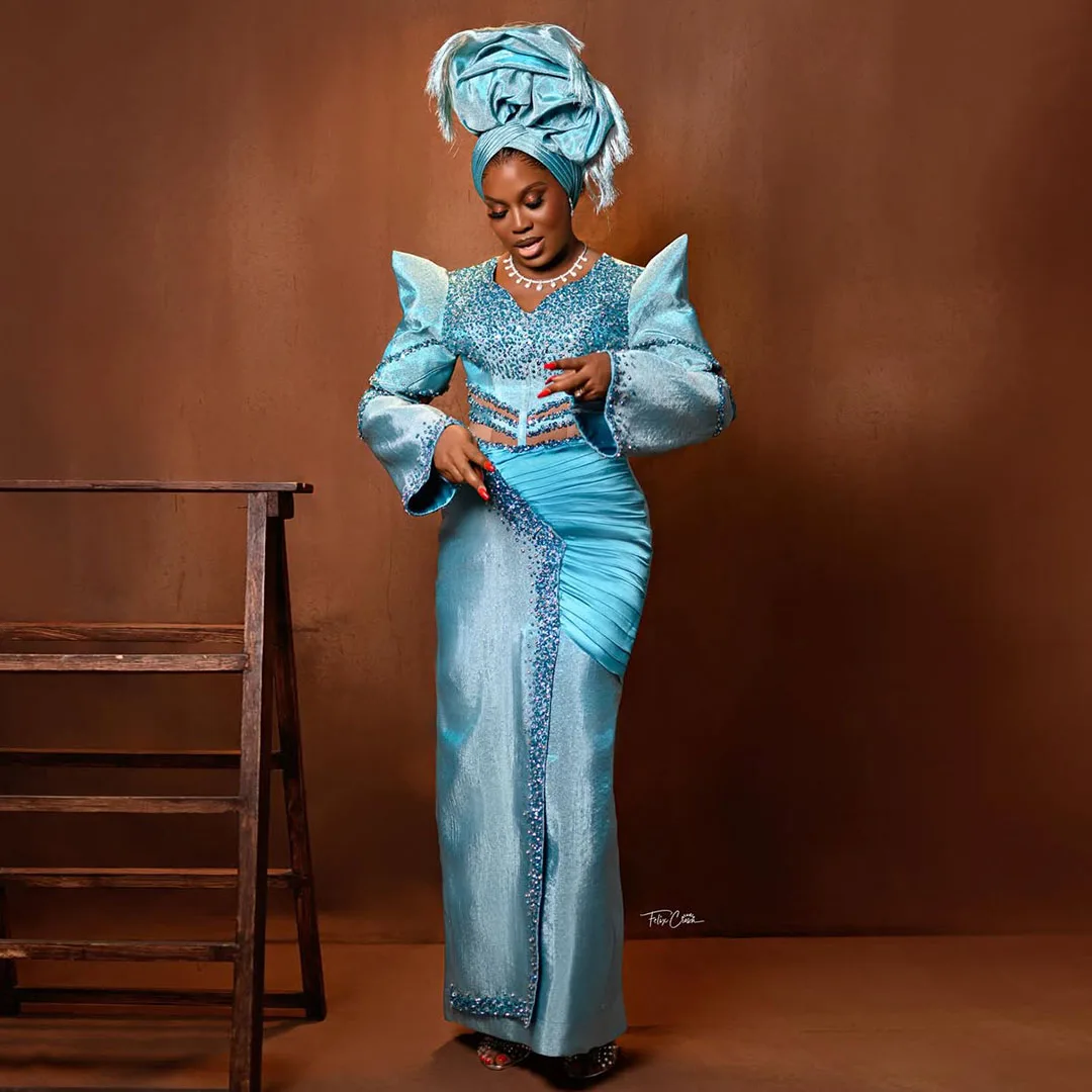 Glitter Sequined Diamond Aso Ebi Evening Dresses Shiny Blue Satin Formal Occasion Gowns Long Sleeve Mermaid Prom Gown Customized 
Glitter Sequined Diamond Aso Ebi Evening Dresses Shiny Blue Satin Formal Occasion Gowns Long Sleeve Mermaid Prom Gown Customized