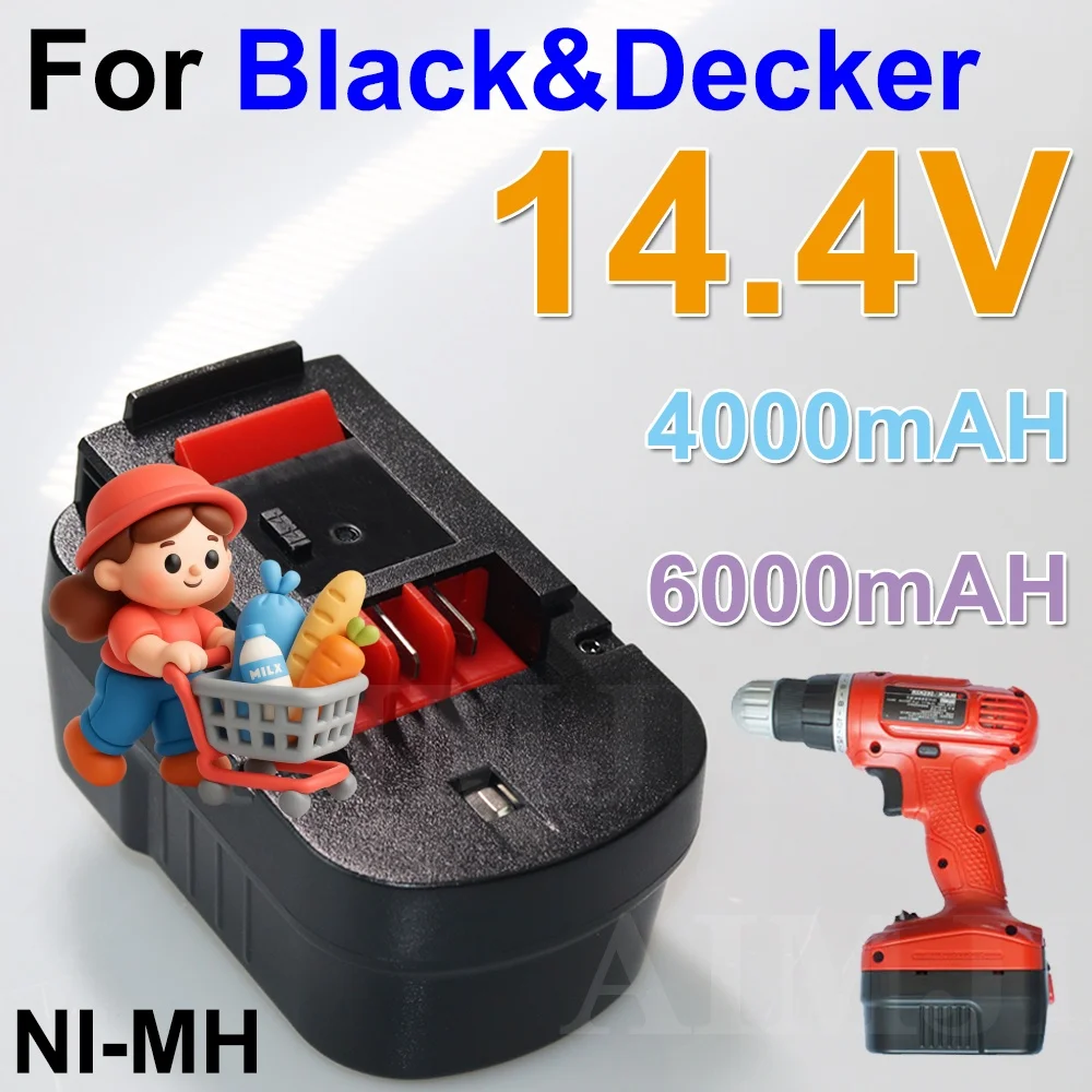 Для Black&Decker 14.4V 4.0/6.0Ah HPB14, 499936-34, 499936-35, A14 A144, A144EX A14F, B-8316, BD1444L, BPT1048
Для Black&Decker 14.4V 4.0/6.0Ah HPB14, 499936-34, 499936-35, A14 A144, A144EX A14F, B-8316, BD1444L, BPT1048