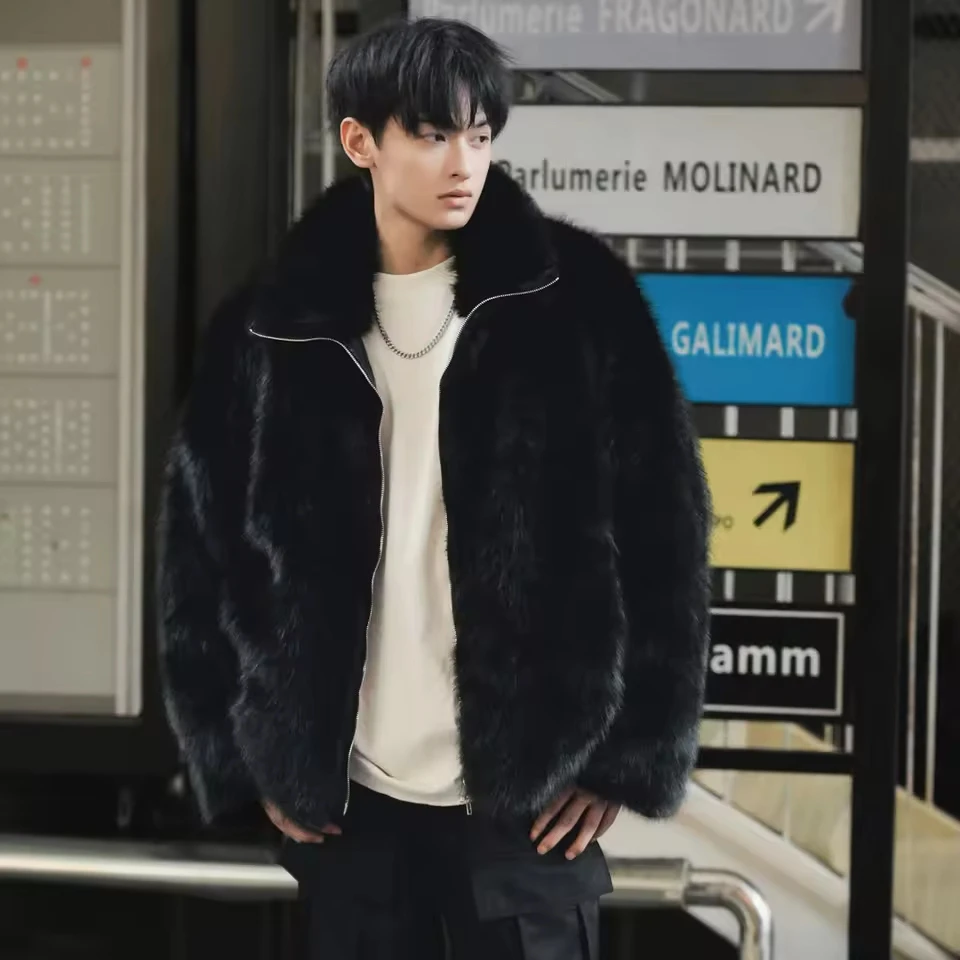 Winter New Fashion Male Clothes Tops Men's Solid Color Turn-down Collar Long Sleeve Casual Trendy Loose Luxury Faux Fur Coats
Winter New Fashion Male Clothes Tops Men's Solid Color Turn-down Collar Long Sleeve Casual Trendy Loose Luxury Faux Fur Coats
