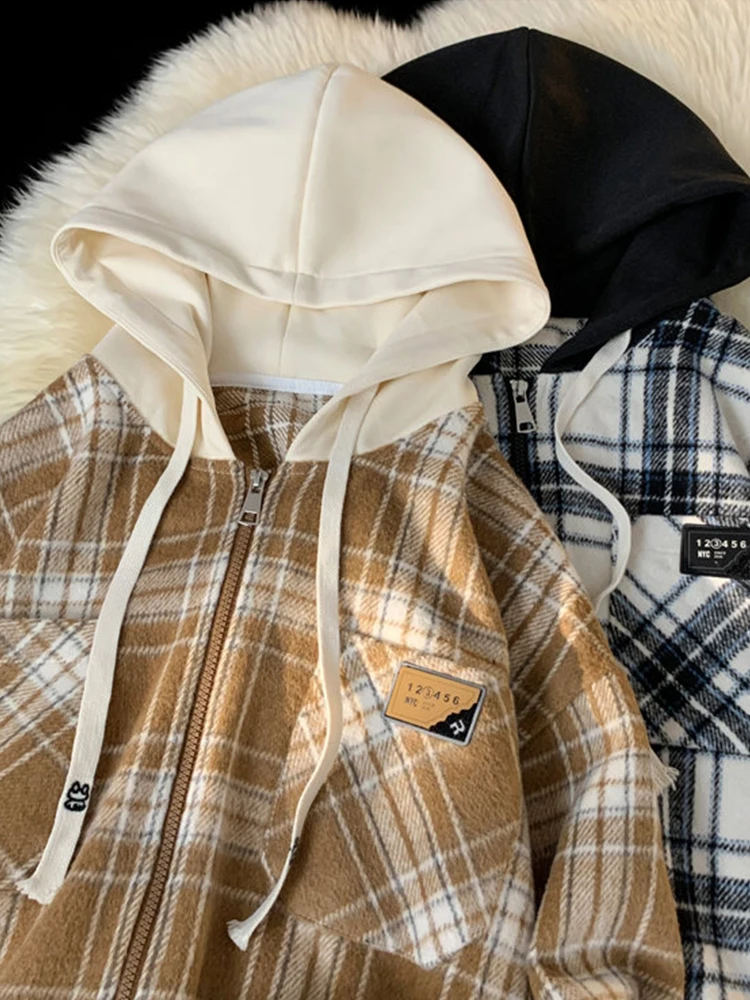 Японская шерстяная куртка в клетку с капюшоном, мужская, весенне-осенняя, свободного кроя, на молнии, модный брендовый кардиган большого размера, открытое пальто
Японская шерстяная куртка в клетку с капюшоном, мужская, весенне-осенняя, свободного кроя, на молнии, модный брендовый кардиган большого размера, открытое пальто