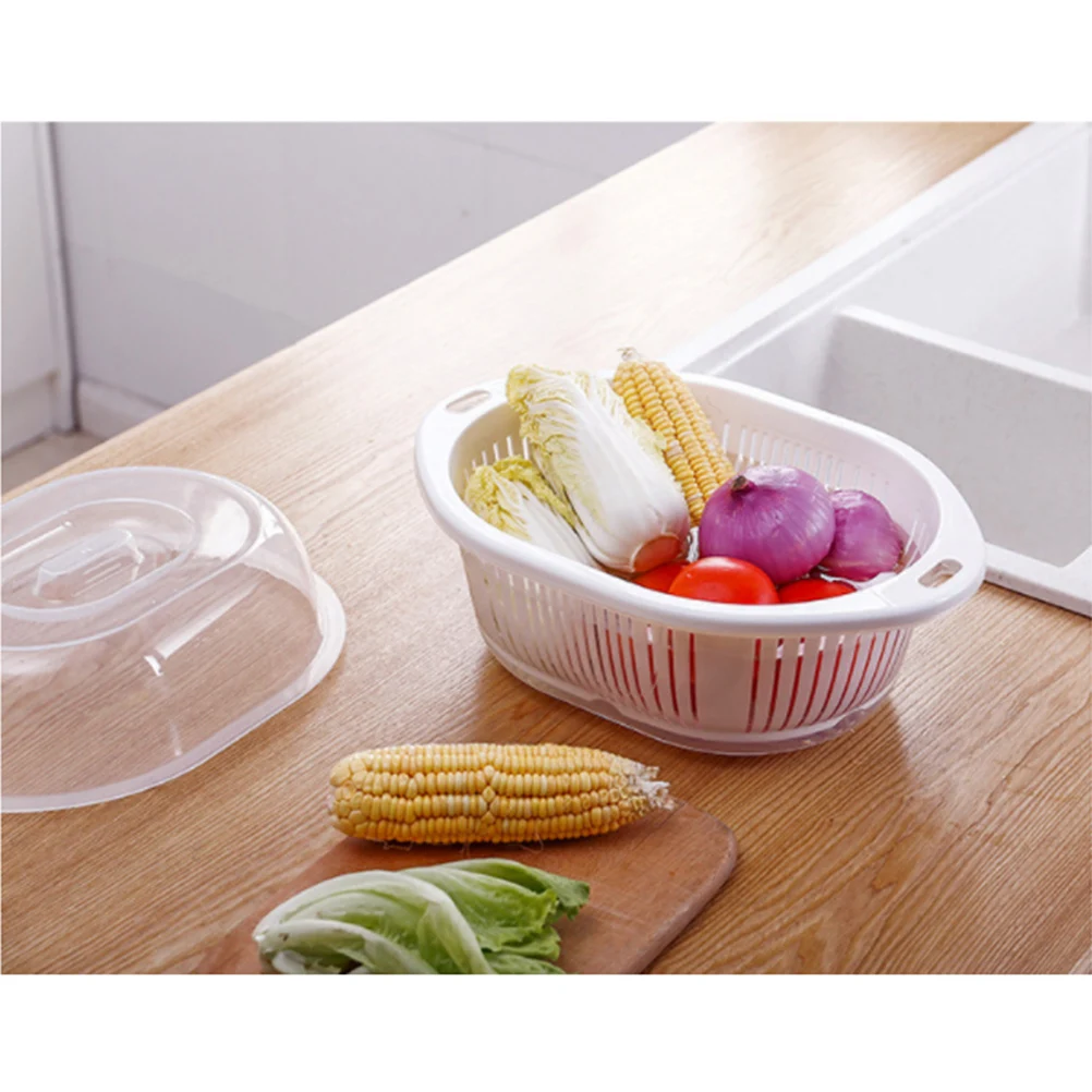 Vegetable Drainer Basket Fruit Washing Bowl Round Double Layer Kitchen Drainage White
Vegetable Drainer Basket Fruit Washing Bowl Round Double Layer Kitchen Drainage White