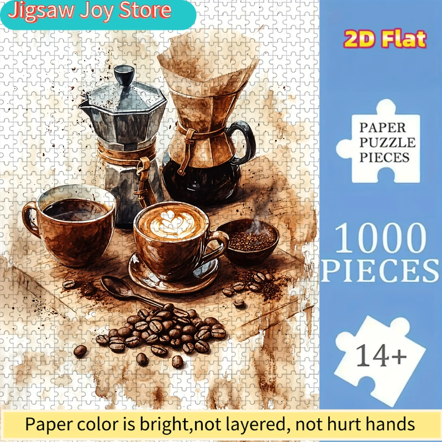 1 Set of 2D Flat Puzzle Featuring an Artistic Watercolor Still Life of Coffee Beans, Offering a Challenging And Rewarding Exp
1 Set of 2D Flat Puzzle Featuring an Artistic Watercolor Still Life of Coffee Beans, Offering a Challenging And Rewarding Exp
