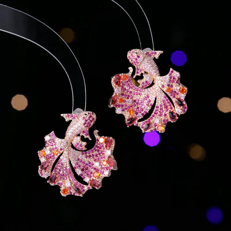 Exaggerated and Elegant Heavy Craft Earrings Wholesale High-end Copper Inlaid Zircon Goldfish Full Inlay Creative Design Betta F
Exaggerated and Elegant Heavy Craft Earrings Wholesale High-end Copper Inlaid Zircon Goldfish Full Inlay Creative Design Betta F