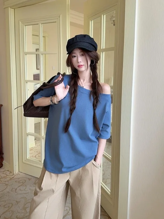 plus Size Women's Lazy Style Casual off Shoulder Short Sleeve T-Shirt Summer New Loose Versatile Asymmetrical Top Trendy
plus Size Women's Lazy Style Casual off Shoulder Short Sleeve T-Shirt Summer New Loose Versatile Asymmetrical Top Trendy