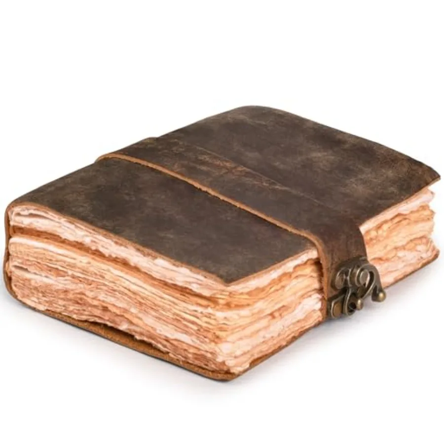 Leather Journal Vintage Leather Bound Journal Women Men Lock Closure Book of Shadows 200 Pages Handmade Watercolor Paper Deckle
Leather Journal Vintage Leather Bound Journal Women Men Lock Closure Book of Shadows 200 Pages Handmade Watercolor Paper Deckle