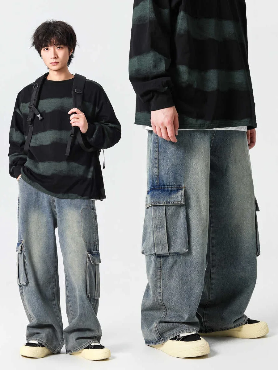 Retro Washed Workwear Denim Jeans Loose Wide Leg Casual Long Trousers for Men And Women Multiple Pockets Versatile Vintage Style
Retro Washed Workwear Denim Jeans Loose Wide Leg Casual Long Trousers for Men And Women Multiple Pockets Versatile Vintage Style