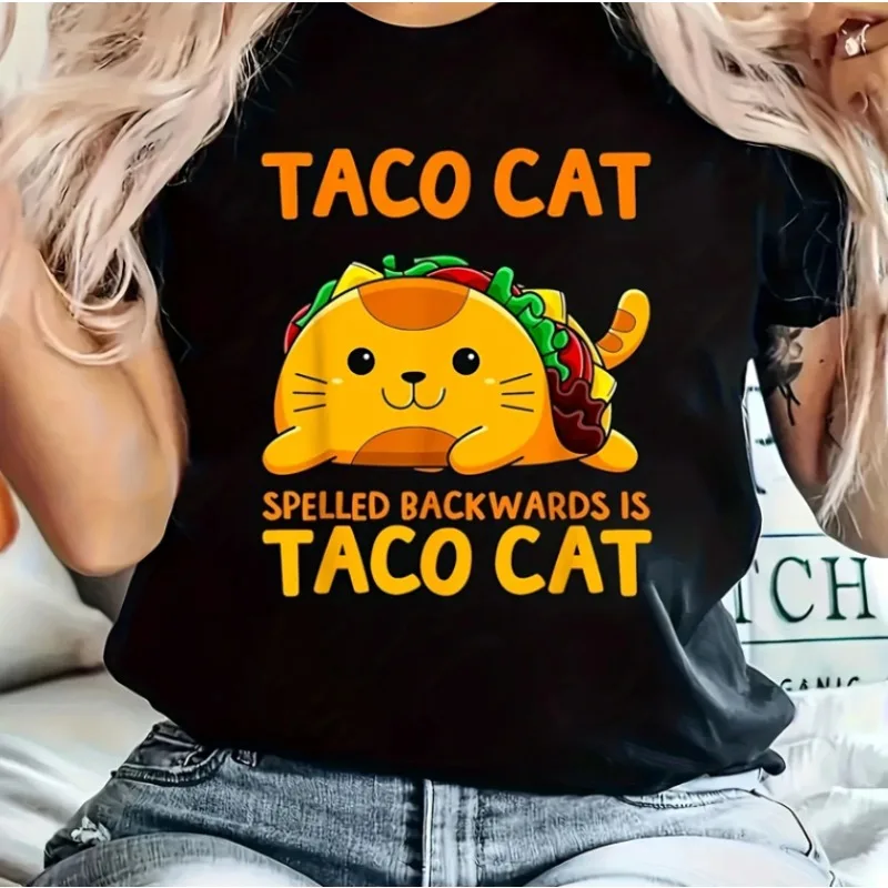Милый кот тако с креативным принтом, летняя женская футболка с коротким рукавом и круглым вырезом, повседневная летняя женская футболка, одежда
Милый кот тако с креативным принтом, летняя женская футболка с коротким рукавом и круглым вырезом, повседневная летняя женская футболка, одежда