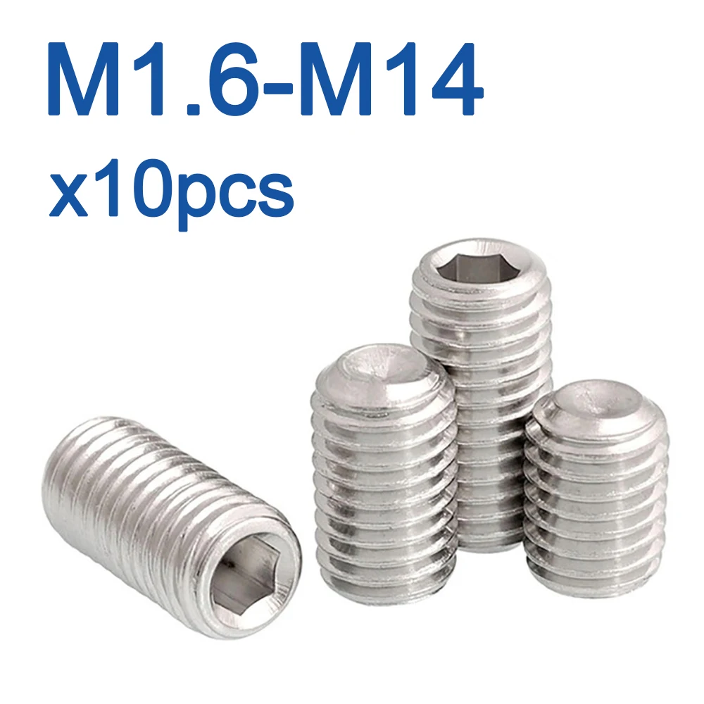 10pcs Hex Socket Set Screw Cup Point Stainless Steel M2-M10 Headless Hexagon Socket Grub Screw DIN916 for Hardware And Tools
10pcs Hex Socket Set Screw Cup Point Stainless Steel M2-M10 Headless Hexagon Socket Grub Screw DIN916 for Hardware And Tools