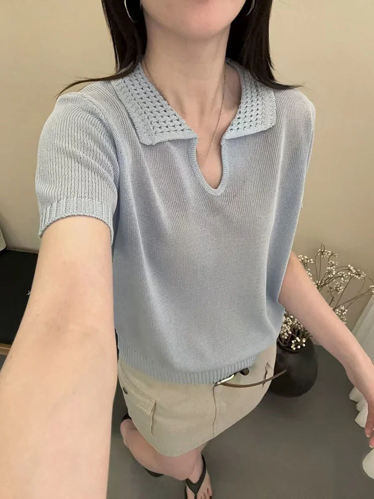 Slimming Effect Pearl Linen Knitted Short Sleeve Neck Top Hollow out Design Versatile Summer New Style for Women
Slimming Effect Pearl Linen Knitted Short Sleeve Neck Top Hollow out Design Versatile Summer New Style for Women