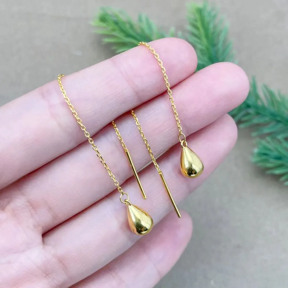 Real Pure 999 24k Yellow Gold Women Lucky Glossy Water Drop Dangle Chain Earrings 2.3-2.41g
Real Pure 999 24k Yellow Gold Women Lucky Glossy Water Drop Dangle Chain Earrings 2.3-2.41g