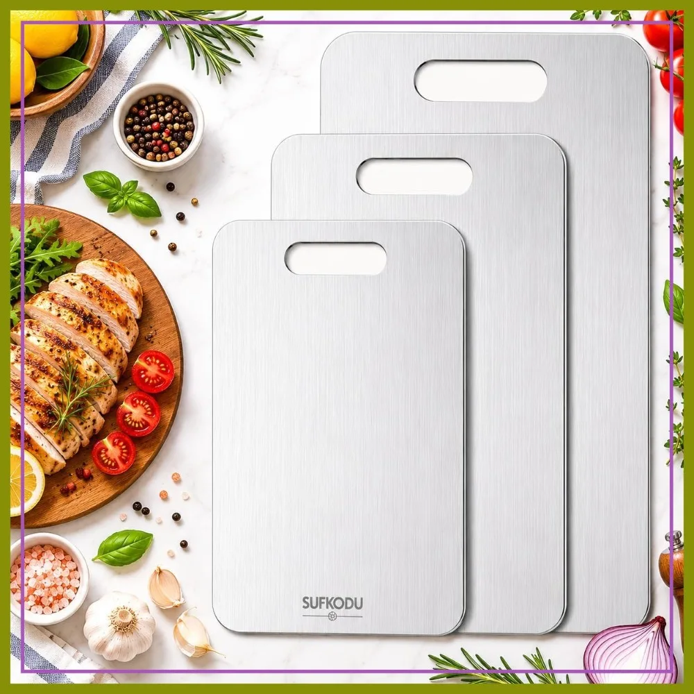 Titanium Cutting Board Set of 3, Double-Sided, Separate Raw & Cooked Food, Non-Toxic, Dishwasher Safe S+M+L
Titanium Cutting Board Set of 3, Double-Sided, Separate Raw & Cooked Food, Non-Toxic, Dishwasher Safe S+M+L