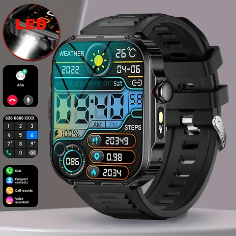 Ungrade Smart Watch with Led Wireless Call Answer  Multiple Sports Modes Weather Display Music Control Gift