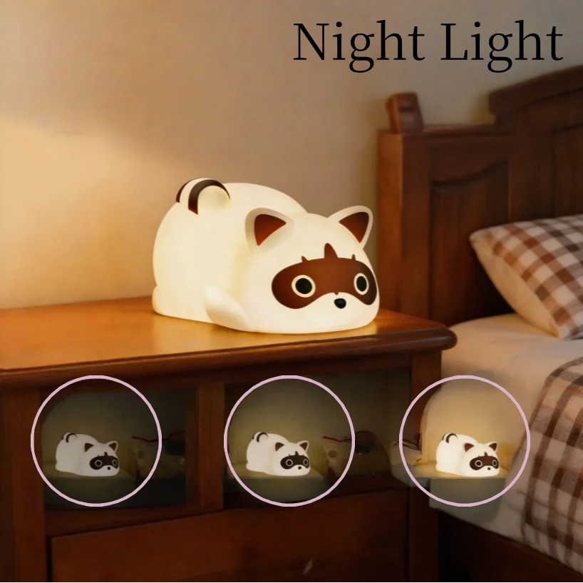 Cute Raccoon Squishy Night Light,1200mAh Rechargeable Touch Control Lamp with 3 Dimmable Modes,Stress Relief Silicone Gifts
Cute Raccoon Squishy Night Light,1200mAh Rechargeable Touch Control Lamp with 3 Dimmable Modes,Stress Relief Silicone Gifts