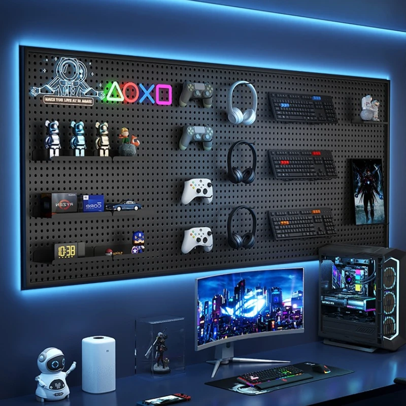 E-sports room hole board shelf wall computer desk storage rack wrought iron stainless steel punching board wall rack
E-sports room hole board shelf wall computer desk storage rack wrought iron stainless steel punching board wall rack