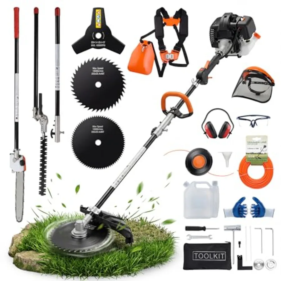 Lawn garden care: 52CC 2-stroke gas weed eater aluminum alloy black/red 6-in-1 multi-tool with string trimmer brush cutter pole
Lawn garden care: 52CC 2-stroke gas weed eater aluminum alloy black/red 6-in-1 multi-tool with string trimmer brush cutter pole