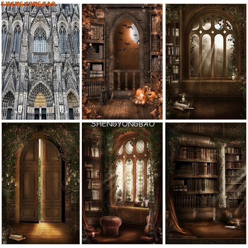 SHENGYONGBAO Goth Fairy Tale Old Palace Bookshelf Arch Window Baby Photography Backdrops Halloween Photo Backgrounds WSH-01
SHENGYONGBAO Goth Fairy Tale Old Palace Bookshelf Arch Window Baby Photography Backdrops Halloween Photo Backgrounds WSH-01