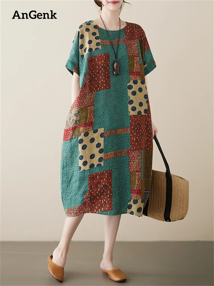 Cotton Vintage Spring Summer Dresses For Women 2023 New Short Sleeve Casual Loose Midi Fashion Dress Robe Femme Elegant Clothing
Cotton Vintage Spring Summer Dresses For Women 2023 New Short Sleeve Casual Loose Midi Fashion Dress Robe Femme Elegant Clothing