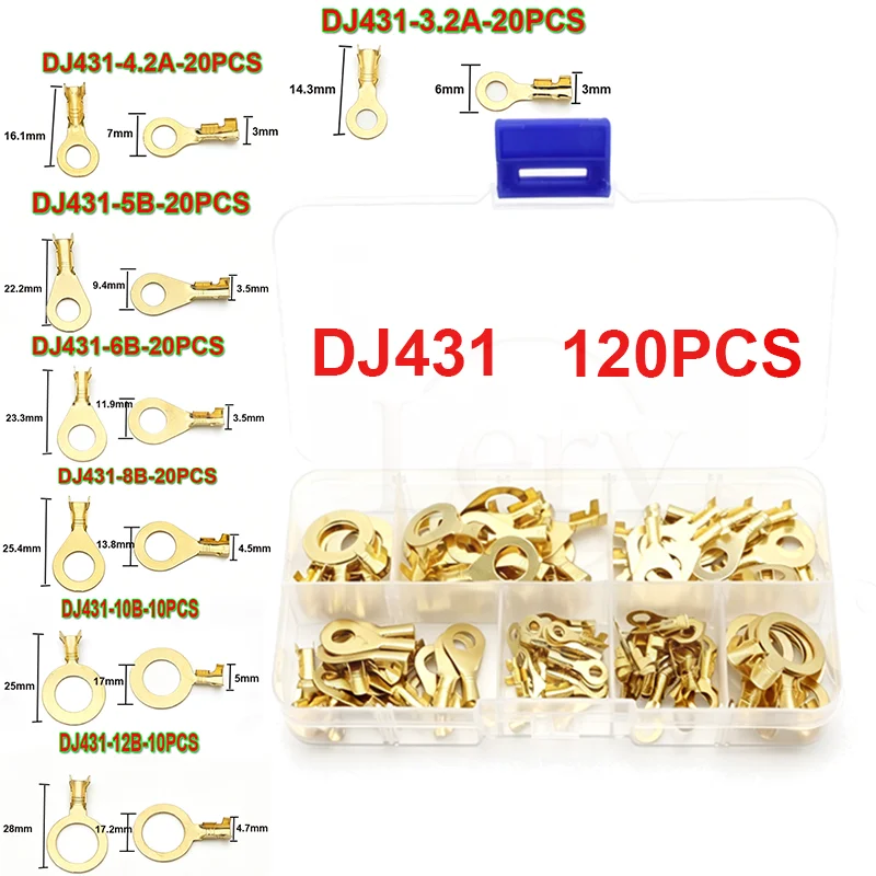 120/150/350 pcs/set Round Terminal Block DJ431 3.2/4.2/5/6/8/10/12MM O-type Lugs Terminals Wiring Nose Combination SetKit
120/150/350 pcs/set Round Terminal Block DJ431 3.2/4.2/5/6/8/10/12MM O-type Lugs Terminals Wiring Nose Combination SetKit