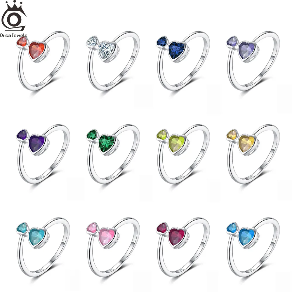 ORSA JEWELS Sterling Silver 925 12 Colors Love Heart Zirconia Open Ring Double Heart Crystal Ring Birthday Stone Rhodium SR323
ORSA JEWELS Sterling Silver 925 12 Colors Love Heart Zirconia Open Ring Double Heart Crystal Ring Birthday Stone Rhodium SR323