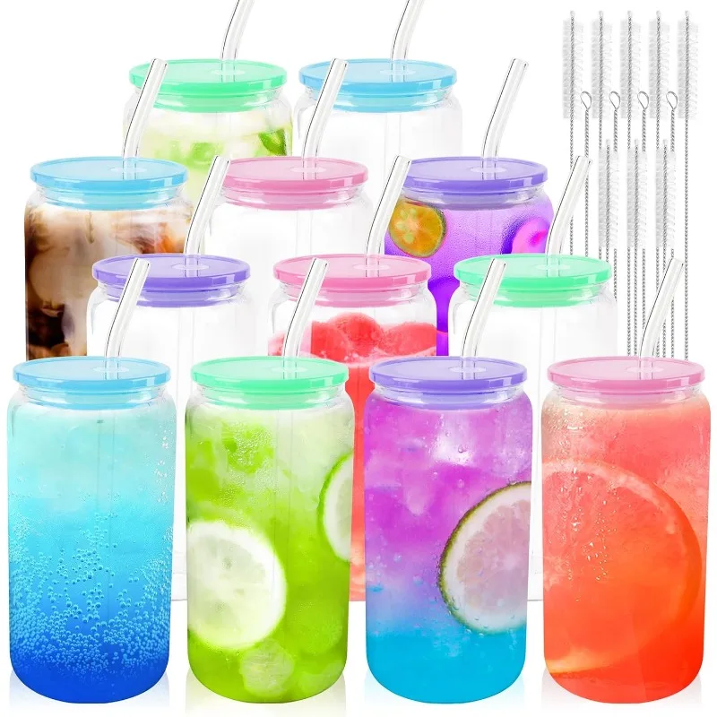 12pcs Glass Cups with Acrylic Lids and Straws 16 oz Can Shaped Glass Iced Coffee Cups with Lids and Straws
12pcs Glass Cups with Acrylic Lids and Straws 16 oz Can Shaped Glass Iced Coffee Cups with Lids and Straws