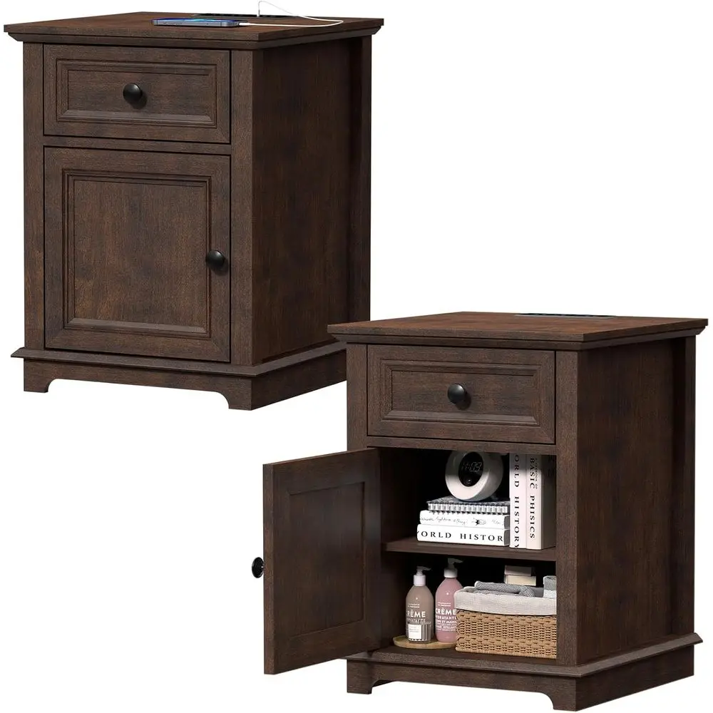 Charging End Tables, Storage Side Tables for Living Room, Adjustable Shelves, 2-Piece Cherry Nightstands Set
Charging End Tables, Storage Side Tables for Living Room, Adjustable Shelves, 2-Piece Cherry Nightstands Set