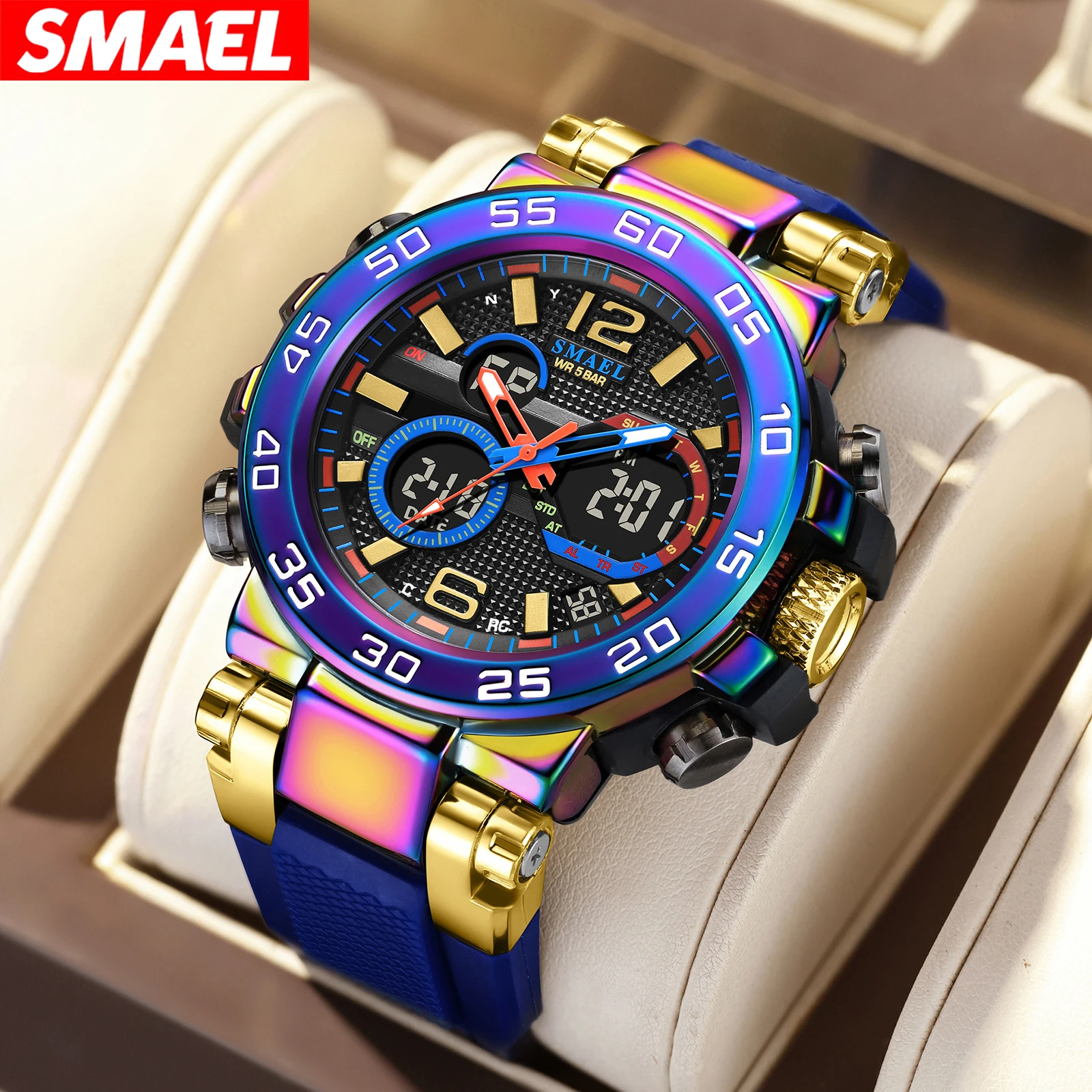 SMAEL Brand Men Watches Sports Wristwatches 50M Waterproof Men's Wristwatch Dual Time Alarm Clock 8106 Sport WatchDigital LED
SMAEL Brand Men Watches Sports Wristwatches 50M Waterproof Men's Wristwatch Dual Time Alarm Clock 8106 Sport WatchDigital LED