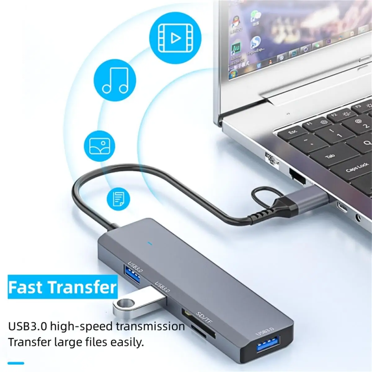 ADS-310D Multiple Interface Expansion Multifunctional Five-port Docking Station USB 3.0 SD TF Card Reader Laptop Ports Expansion
ADS-310D Multiple Interface Expansion Multifunctional Five-port Docking Station USB 3.0 SD TF Card Reader Laptop Ports Expansion