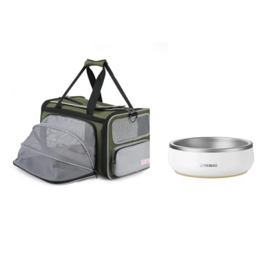 TSA Airline Approved Soft Sided Collapsible Pet Travel Carrier and Small cat Bowl
TSA Airline Approved Soft Sided Collapsible Pet Travel Carrier and Small cat Bowl
