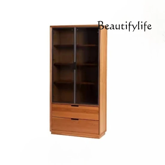Black walnut new Chinese solid wood glass door combination bookcase full wall cabinet study locker
Black walnut new Chinese solid wood glass door combination bookcase full wall cabinet study locker