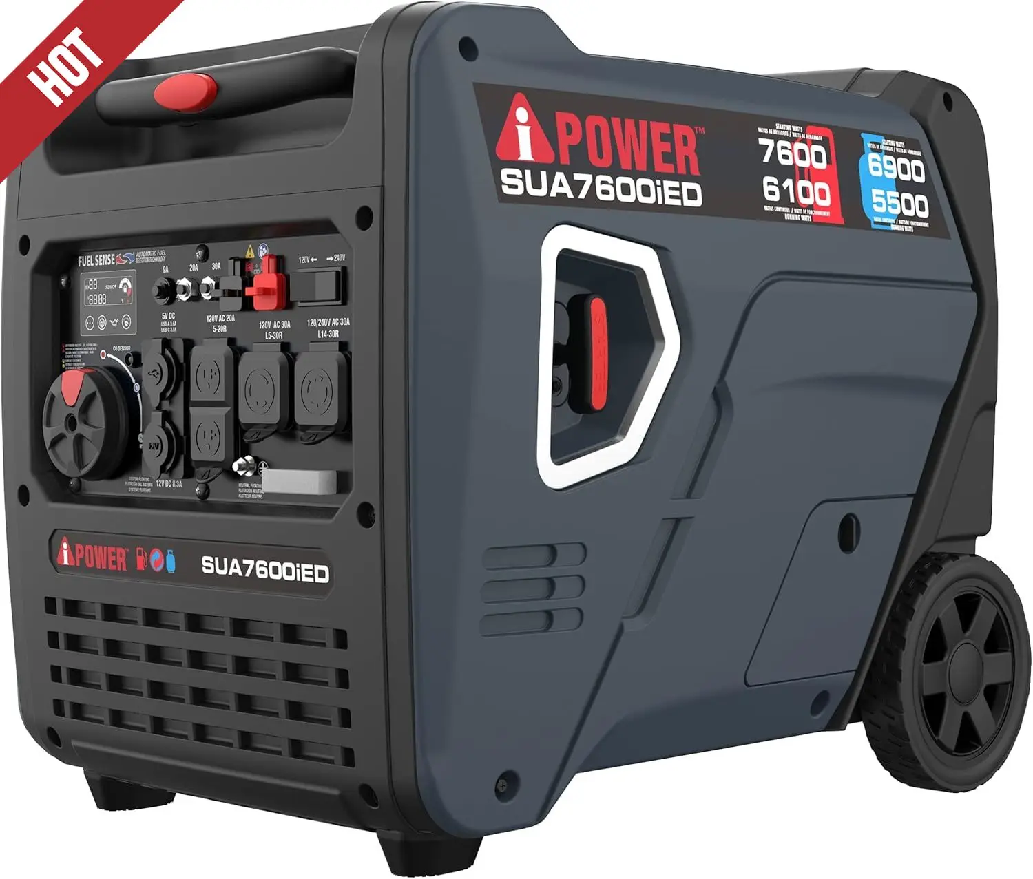 7600W Dual Fuel Quiet Portable Inverter Generator,Electric Start RV Ready, EPA & CARB Compliant CO Sensor,With Telescopic Handle
7600W Dual Fuel Quiet Portable Inverter Generator,Electric Start RV Ready, EPA & CARB Compliant CO Sensor,With Telescopic Handle