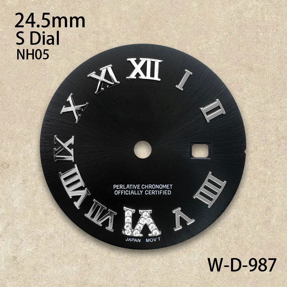 24.5 mm High-Quality S Logo Roman Numeral Dial Suitable For NH05 Movement High-Quality Watch Modification Accessories
24.5 mm High-Quality S Logo Roman Numeral Dial Suitable For NH05 Movement High-Quality Watch Modification Accessories