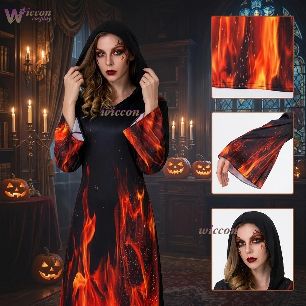 Halloween adult women's costume accessories women's makeup party dress cosplay flame skeleton robe Halloween character outfit
Halloween adult women's costume accessories women's makeup party dress cosplay flame skeleton robe Halloween character outfit