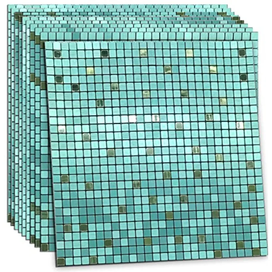 Kitchen backsplash application: aluminum 3D wall sticker panel, green brushed finish, self-adhesive metal mosaic tile, peel-and
Kitchen backsplash application: aluminum 3D wall sticker panel, green brushed finish, self-adhesive metal mosaic tile, peel-and
