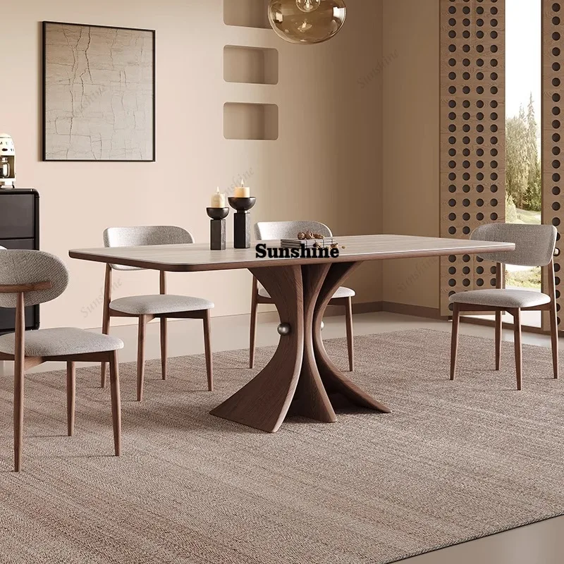 Travertine rock slab dining table rectangular household small apartment modern simple wabi style new solid wood dining table FT
Travertine rock slab dining table rectangular household small apartment modern simple wabi style new solid wood dining table FT