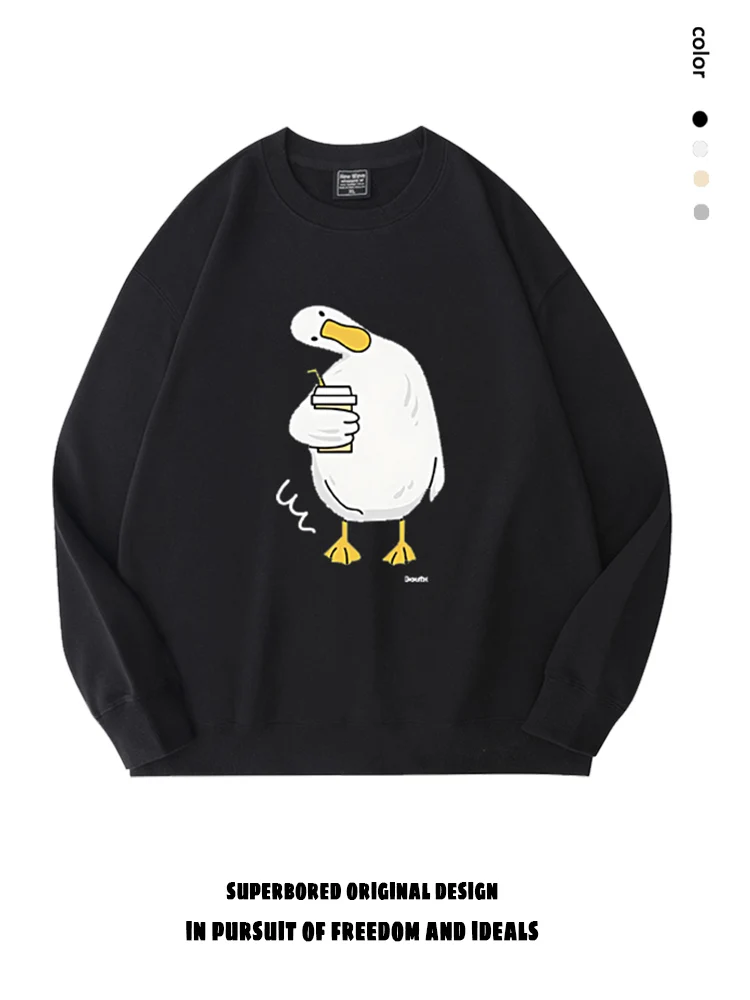 Big White Duck Early Autumn Crew Neck Black Sweatshirts Men's and Women's 2024 New Loose Fashion Hoodies
Big White Duck Early Autumn Crew Neck Black Sweatshirts Men's and Women's 2024 New Loose Fashion Hoodies