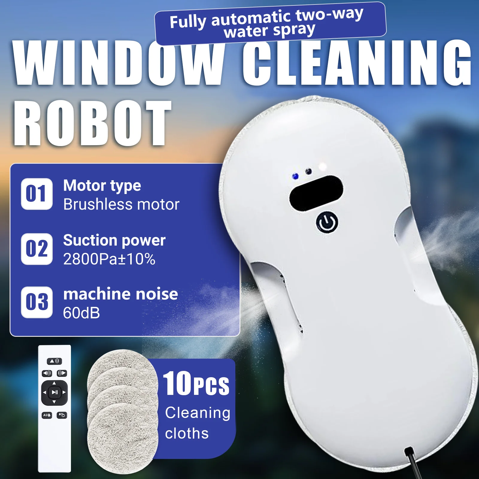 DIVEDEER automatic intelligent window cleaner robot nanoscale atomized water spray robot home two-way water spray model
DIVEDEER automatic intelligent window cleaner robot nanoscale atomized water spray robot home two-way water spray model
