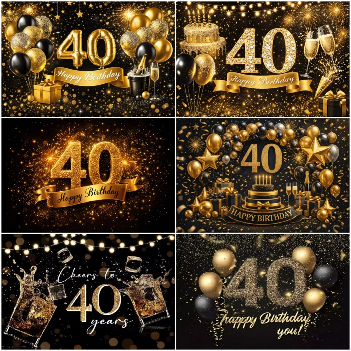 40TH Birthday Banner Party Decor Background Pink Black Gold Glitter Balloon Backdrop Woman Man Celebrate Photography Supplies
40TH Birthday Banner Party Decor Background Pink Black Gold Glitter Balloon Backdrop Woman Man Celebrate Photography Supplies