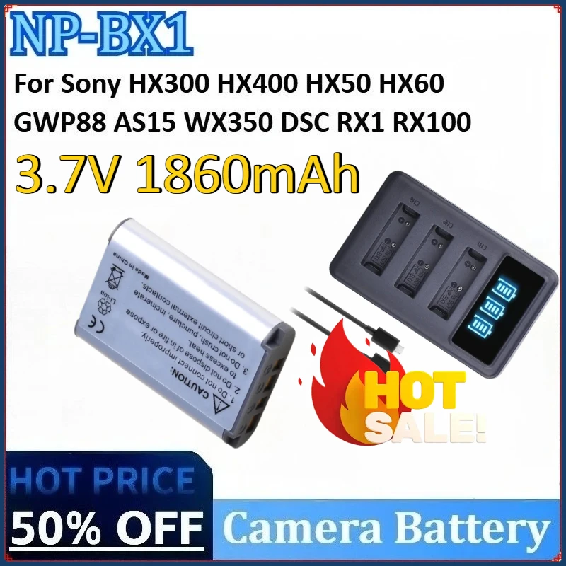 New 3.7V 1860mAh BX1 NP-BX1 Battery+Fast for Sony HX300 HX50 HX60 HX400 GWP88 AS15 WX350 DSC RX1 RX100 Charger Camera Battery
New 3.7V 1860mAh BX1 NP-BX1 Battery+Fast for Sony HX300 HX50 HX60 HX400 GWP88 AS15 WX350 DSC RX1 RX100 Charger Camera Battery