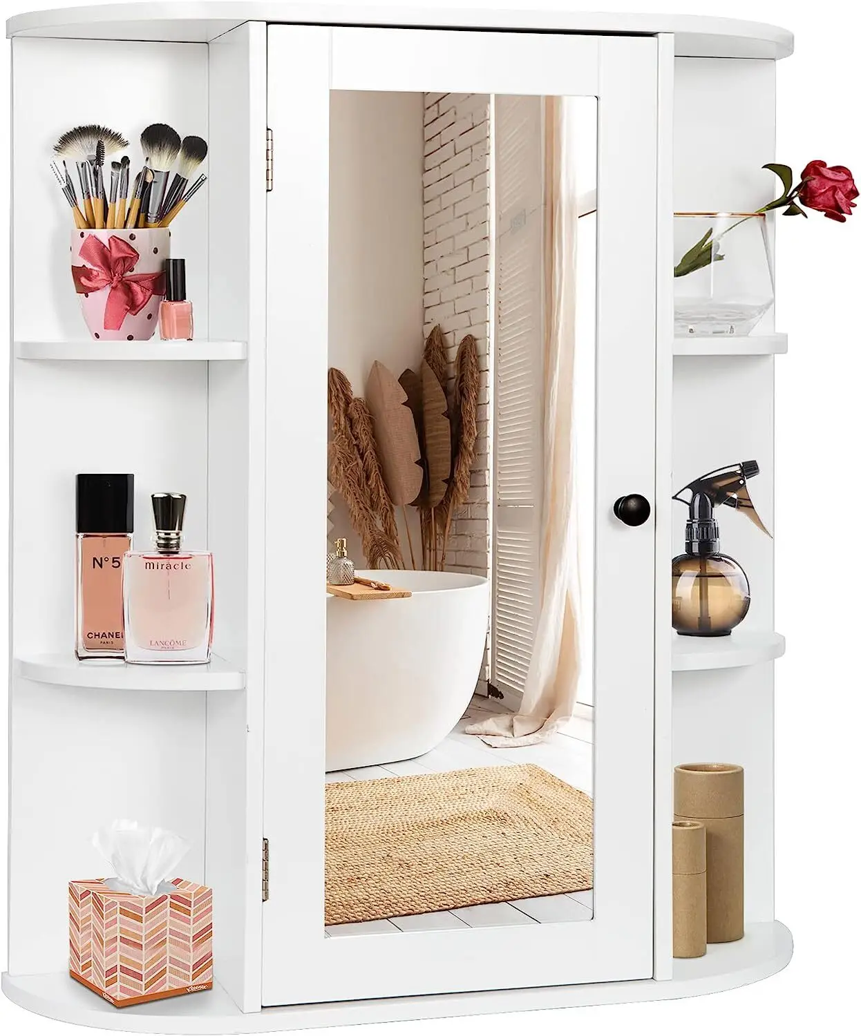 Bathroom Cabinet Wall Mount Medicine Cabinet with Single Mirror Door Adjustable
Bathroom Cabinet Wall Mount Medicine Cabinet with Single Mirror Door Adjustable